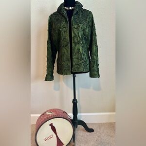 Elegant Green Embroidered Women's Jacket (Samuel Dong) - Size M/L